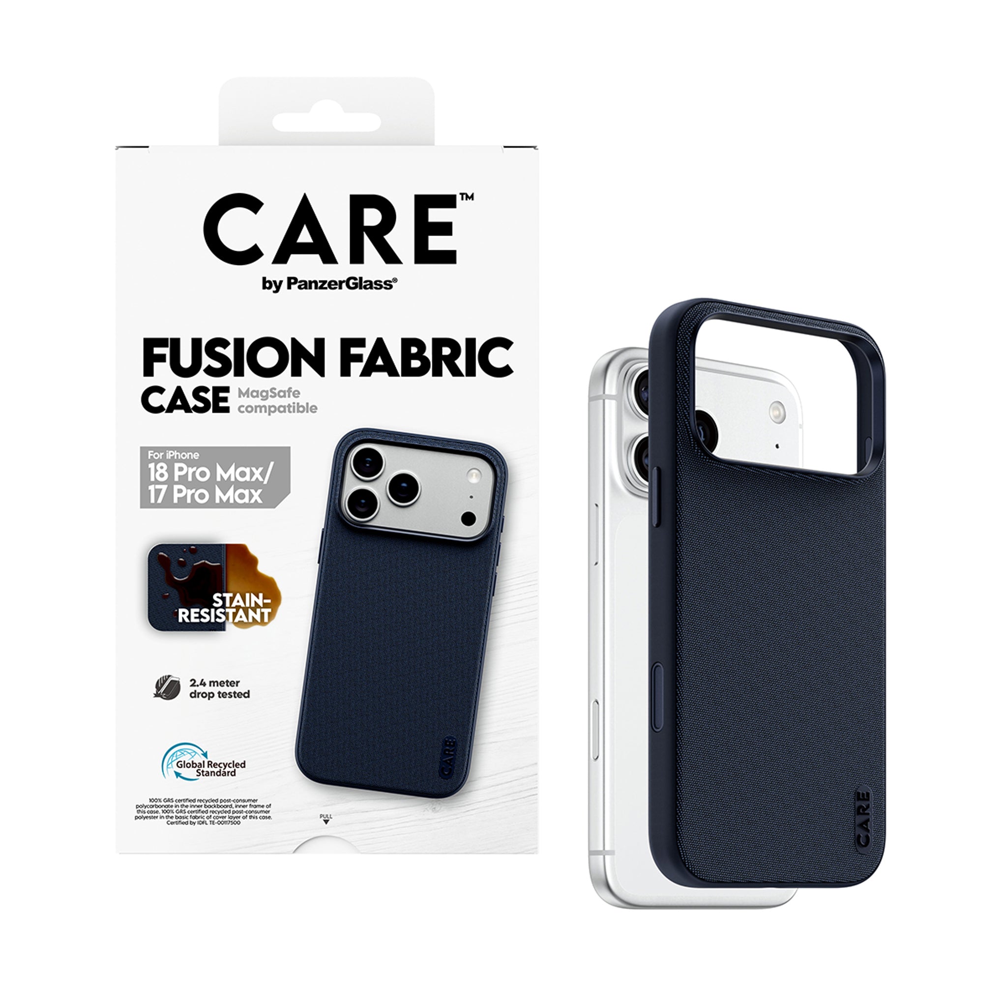 CARE™ by PanzerGlass® Fusion Fabric Case Blue w. MagSafe iPhone 18 Pro Max | 17 Pro Max